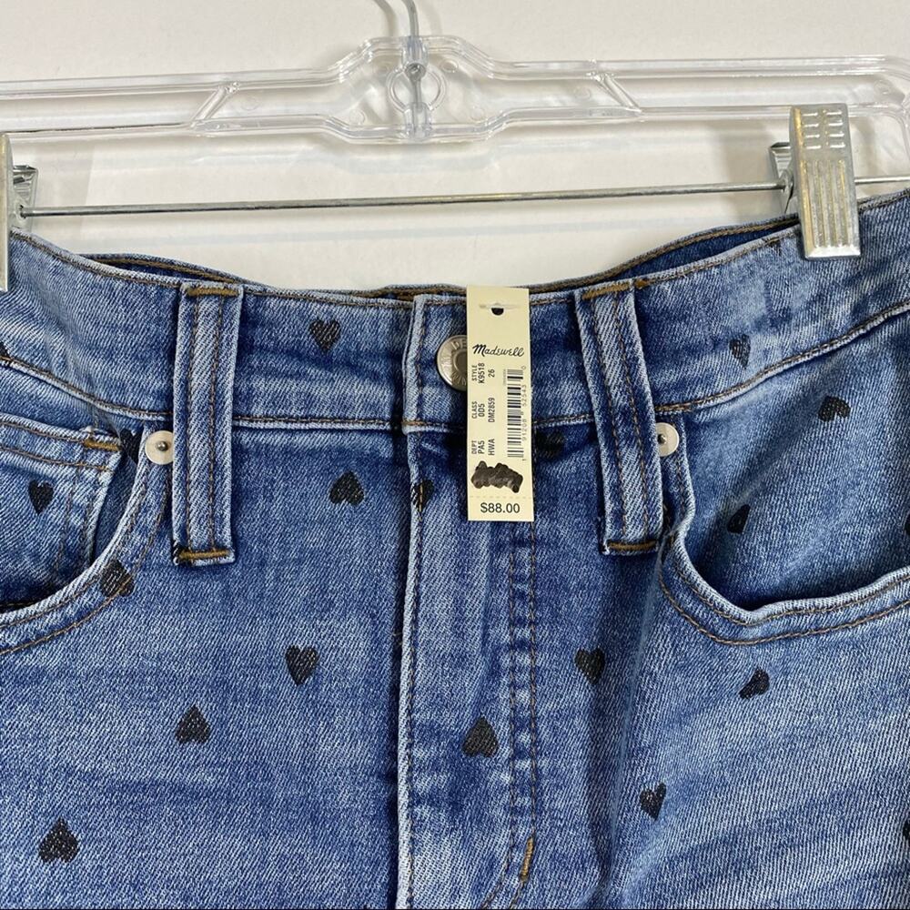 MADEWELL NWT Heart Print Stretch Denim Mini Skirt - Picture 6 of 8